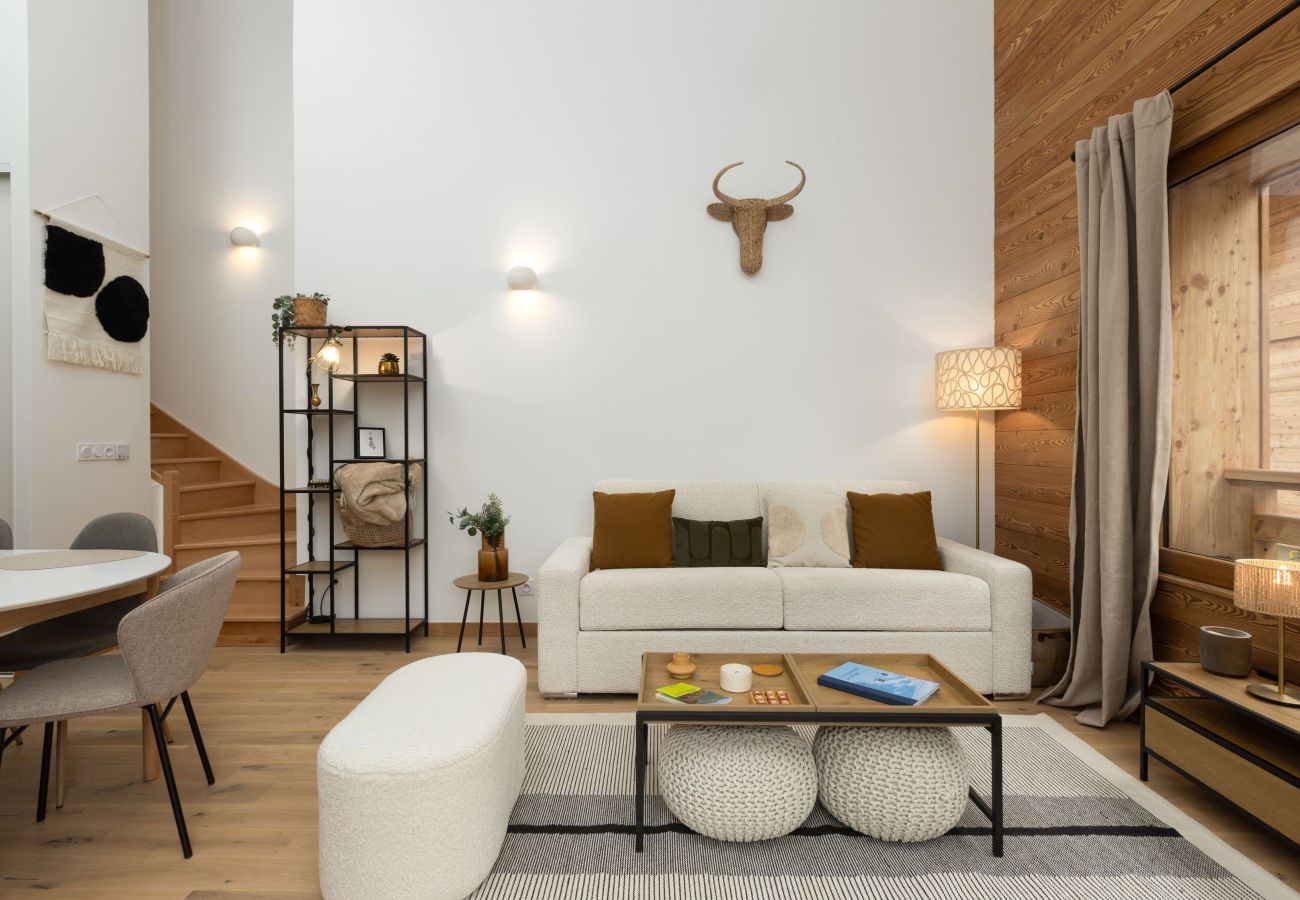 Le Kamd'Baz, appartement duplex neuf à louer proche du centre de Morzine, navettes gratuites à proximité.